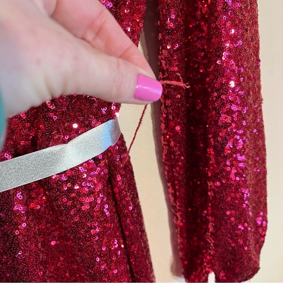 Express X Olivia Culpo XXS hot pink sequin wrap mini dress sparkly - Picture 16 of 16